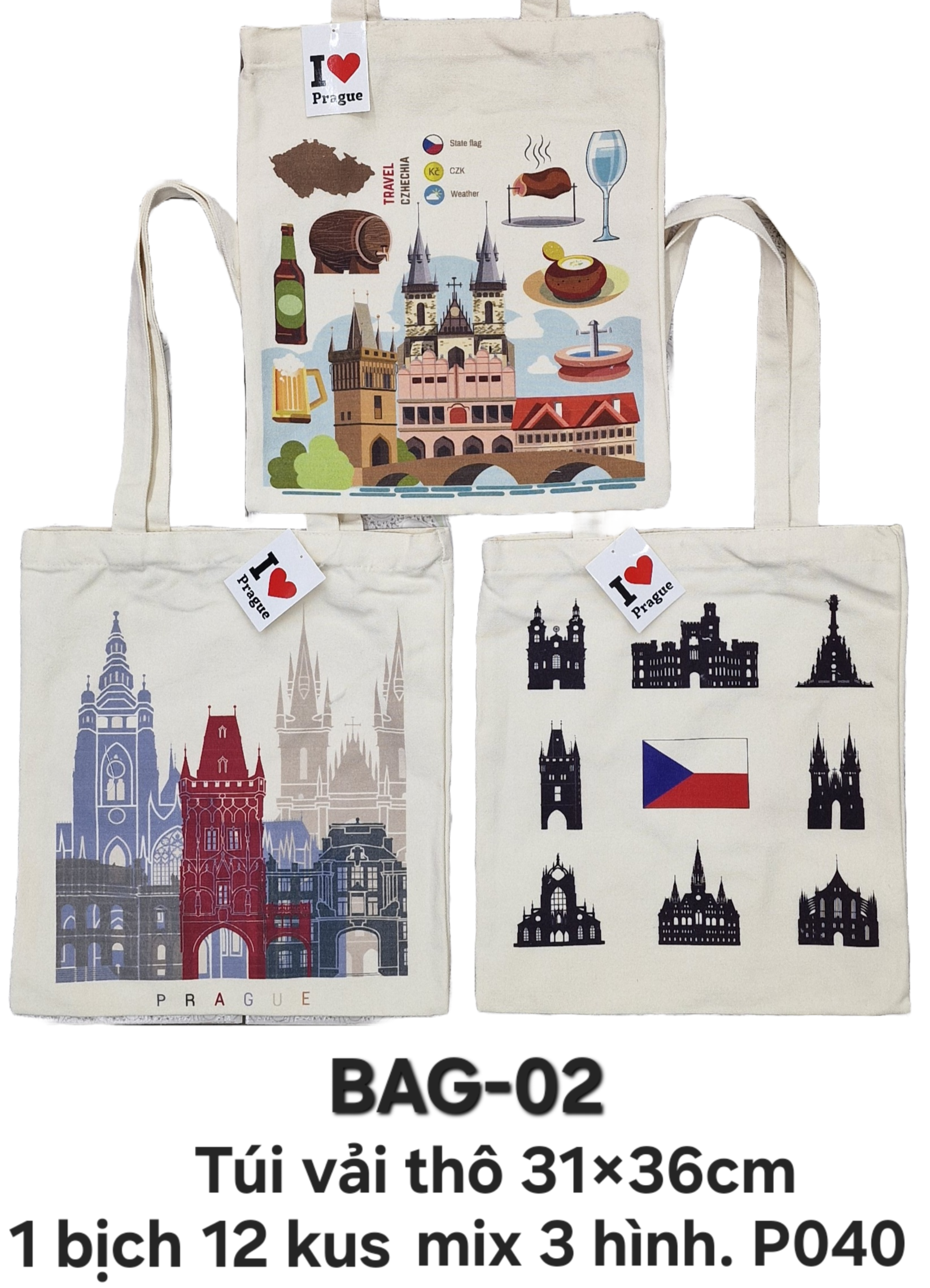 BAG-02. Túi vải chữ nhật đứng cỡ trung.