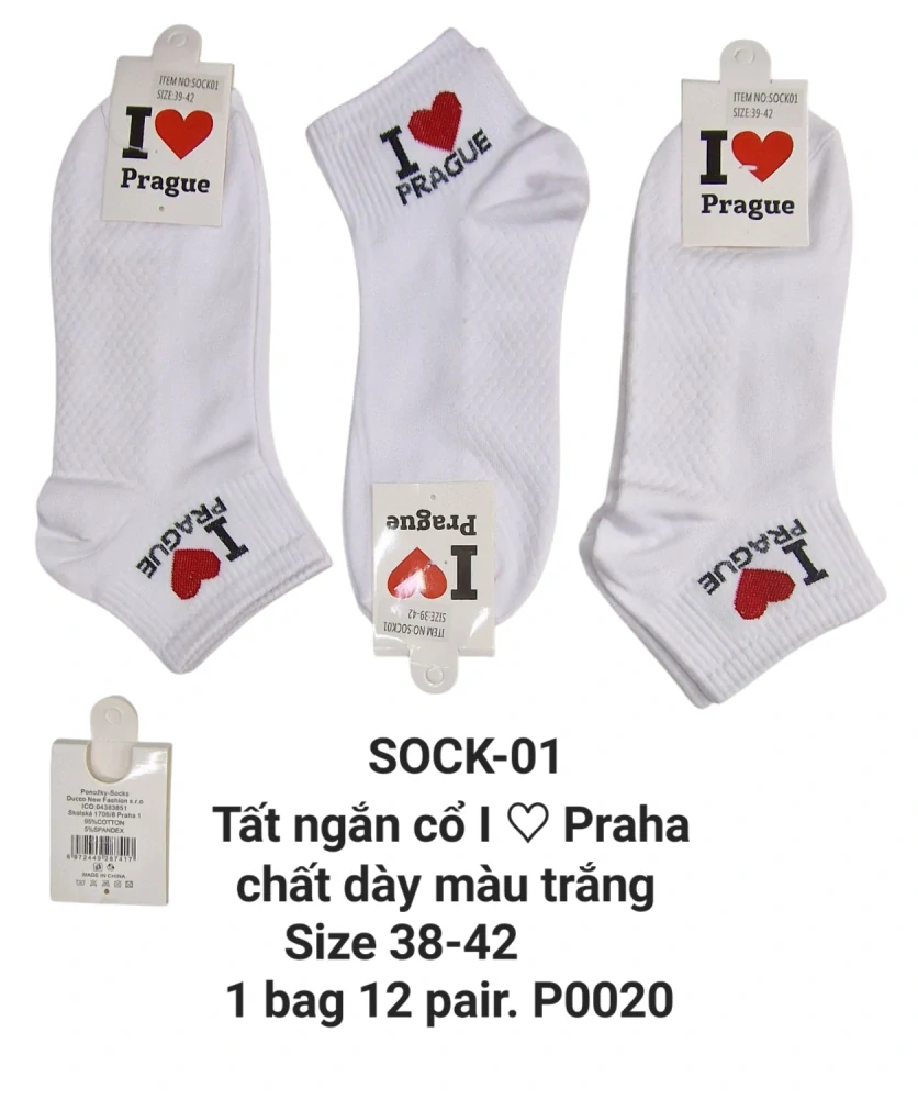 Tất ngắn cổ màu trắng. SOCK-01