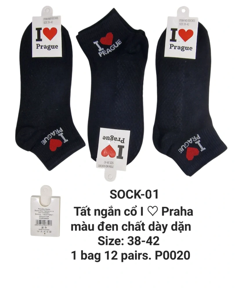 Tất ngắn cổ màu đen. SOCK-01