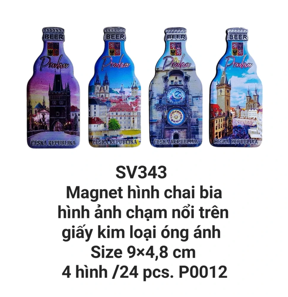 Magnet óng ánh hình chai bia chạm nổi. SV343