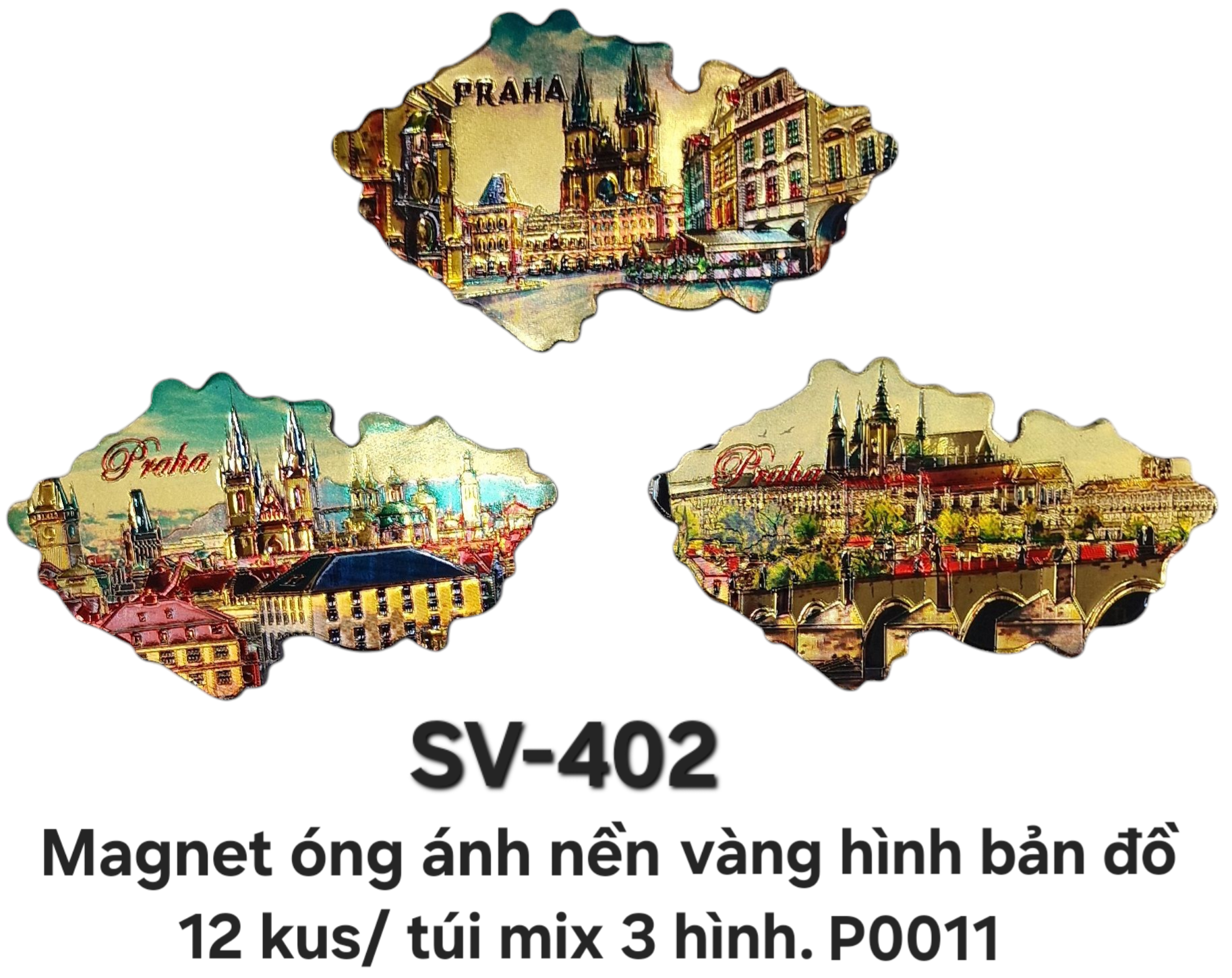 SV-402. Magnet mềm óng ánh hình bản đồ trên nền vàng cỡ trung phẳng.