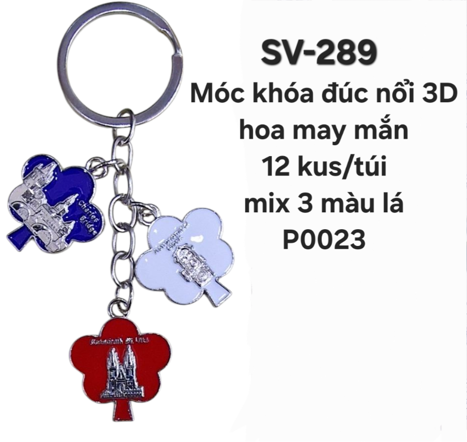 SV-289. Móc khóa chùm 3 bông hoa may mắn