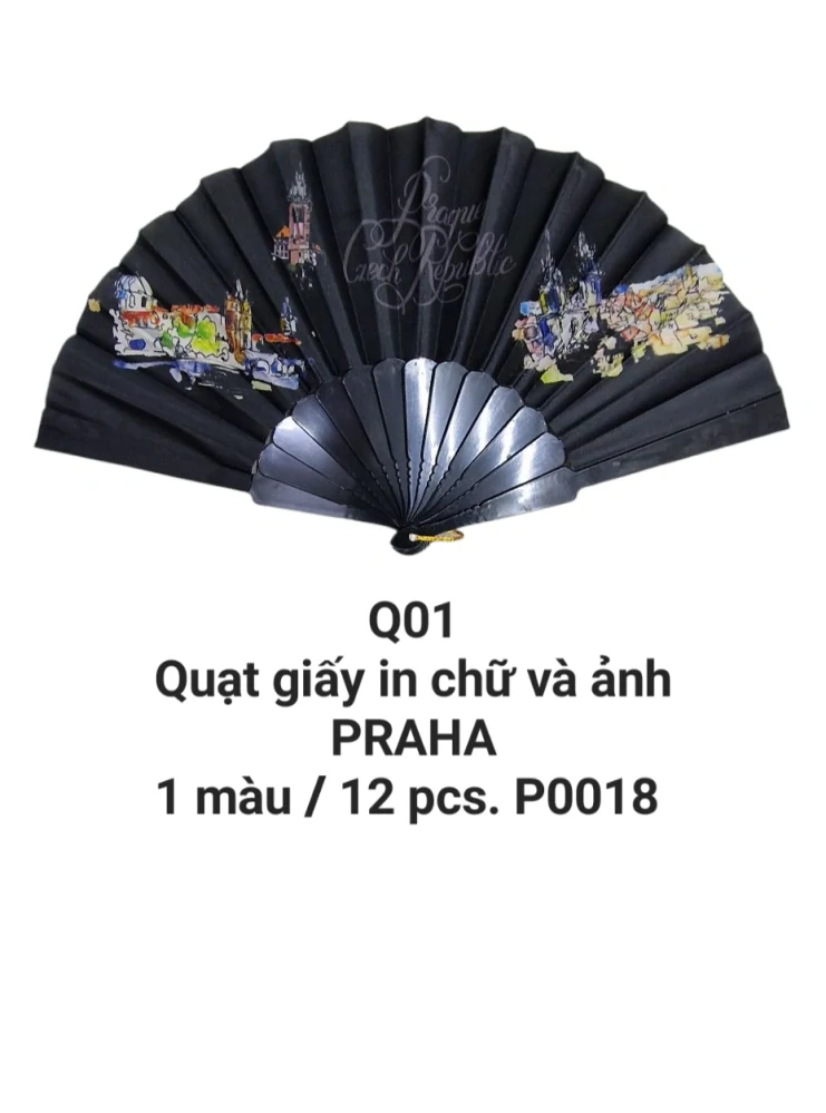 Quạt giấy màu đen. Q01