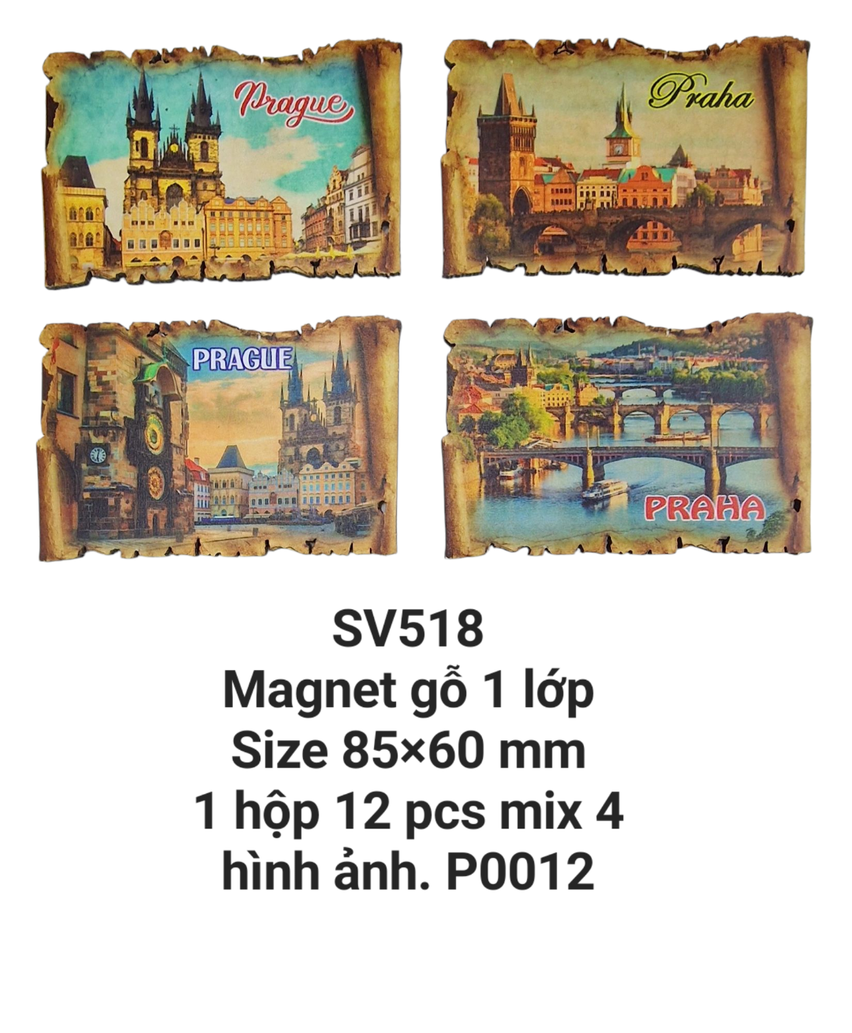 Magnet gỗ 1 lớp hình chữ nhật cắt lượn sóng. SV518