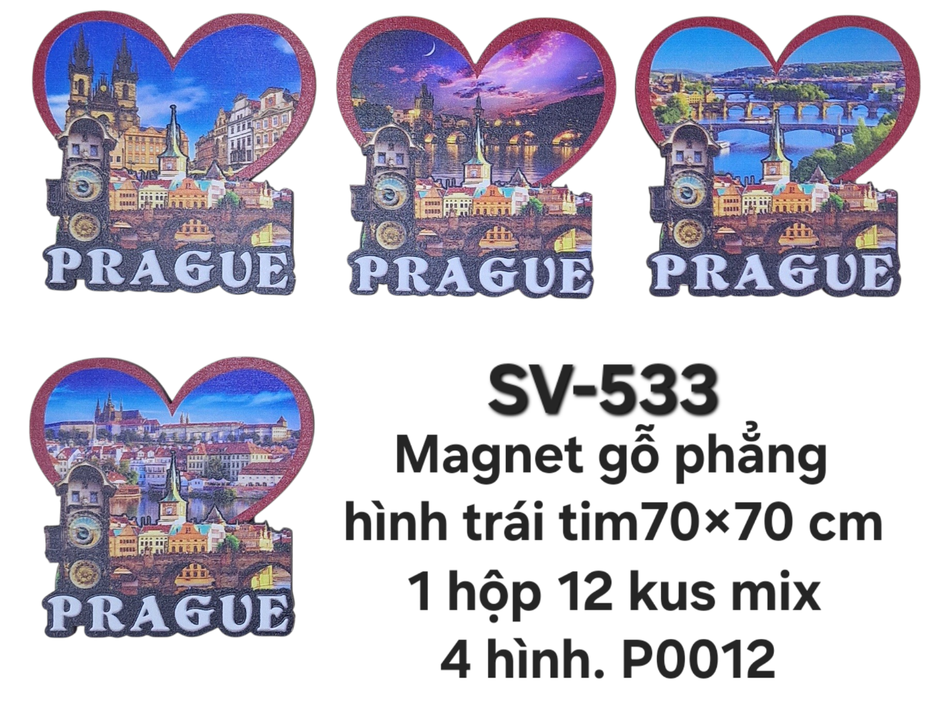 SV-533. Magnet gỗ 1 lớp hình trái tim.