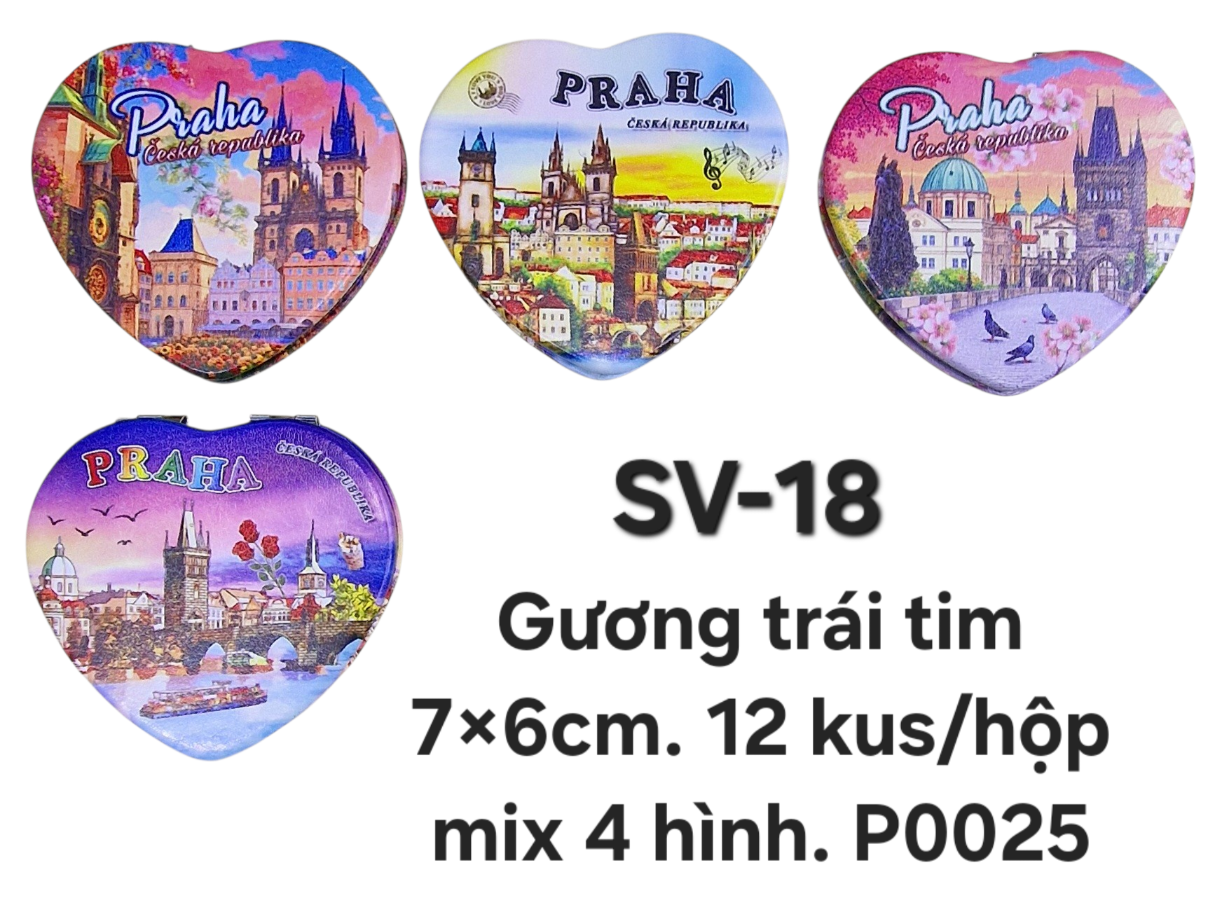 SV-18-New. Gương hình trái tim bọc da mịn