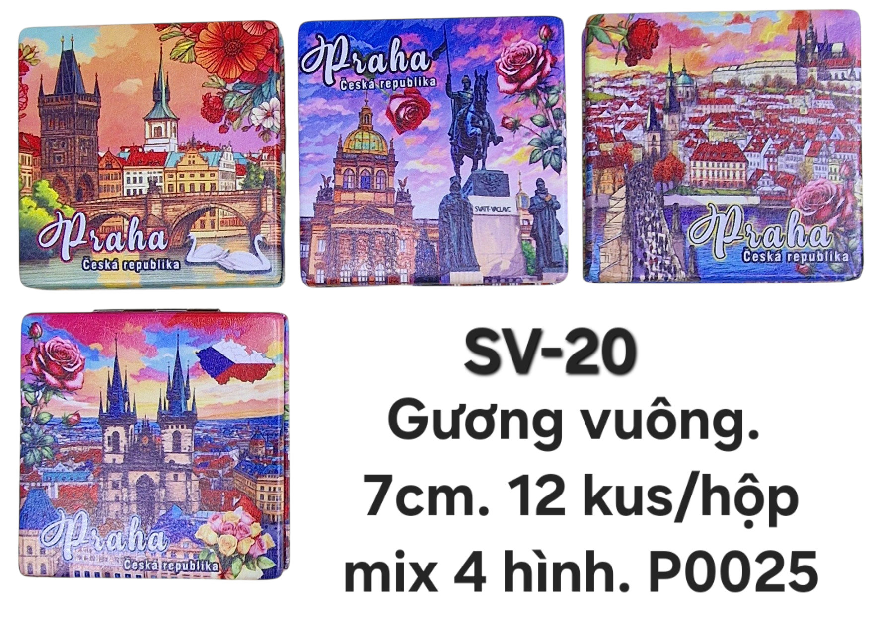 SV-20-New. Gương hình vuông bọc da mịn