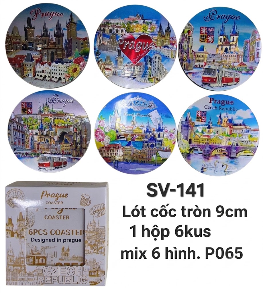 SV-141. Bộ lót cốc +Magnet mềm óng ánh 6 kus hình tròn