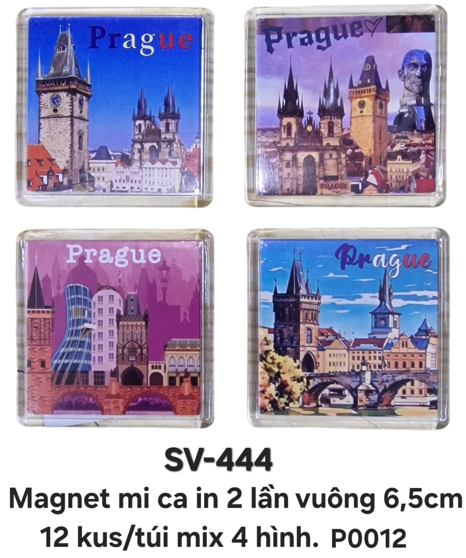 SV-444. Magnet mi ca vuông 6,5 cm. mix 4 hình