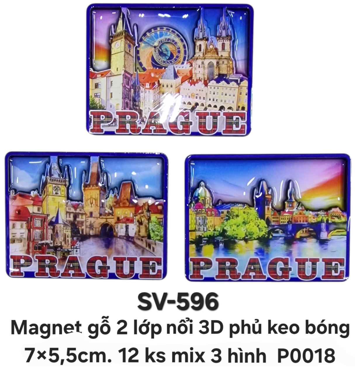 SV-596. Magnet gỗ 2 lớp nổi 3D phủ keo bóng. Mix 3 hình