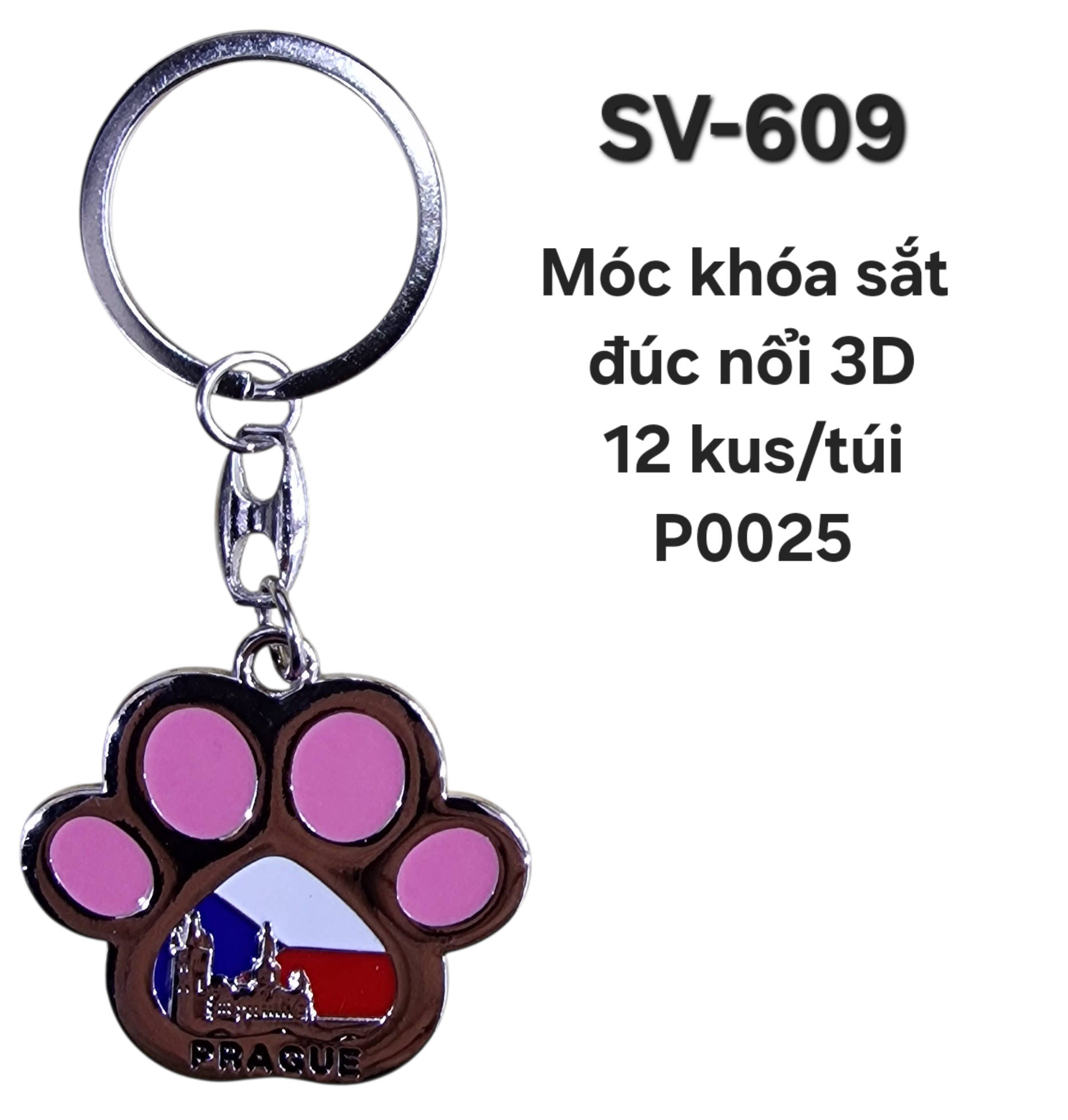 SV-609. Móc khóa bàn chân chó to đúc nổi 3D