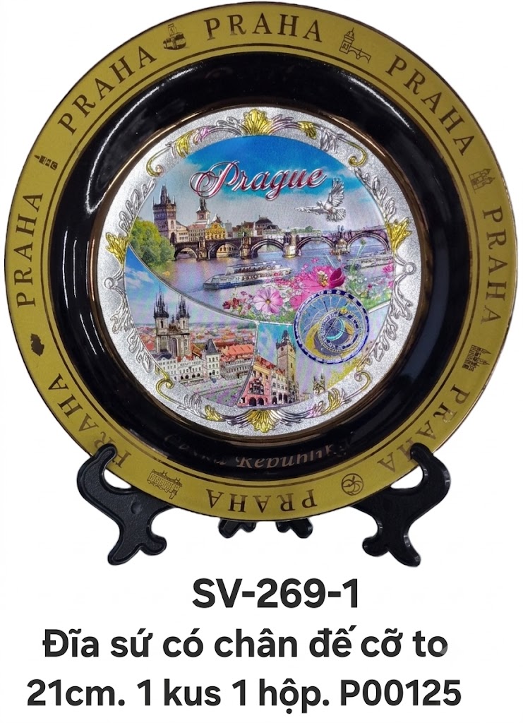 SV-269-1. Đĩa sứ to có chân đế 21cm.