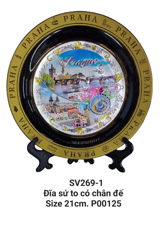 Đĩa sứ to có chân đế 21cm. SV269-1