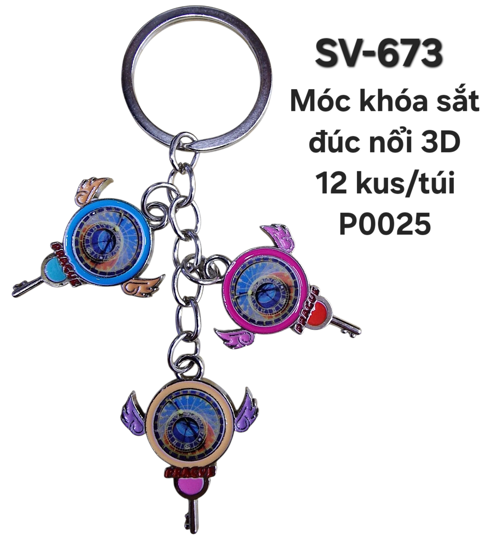 SV-673. Móc khóa chùm chìa khóa và đồng hồ thiên văn. Mix 3 màu