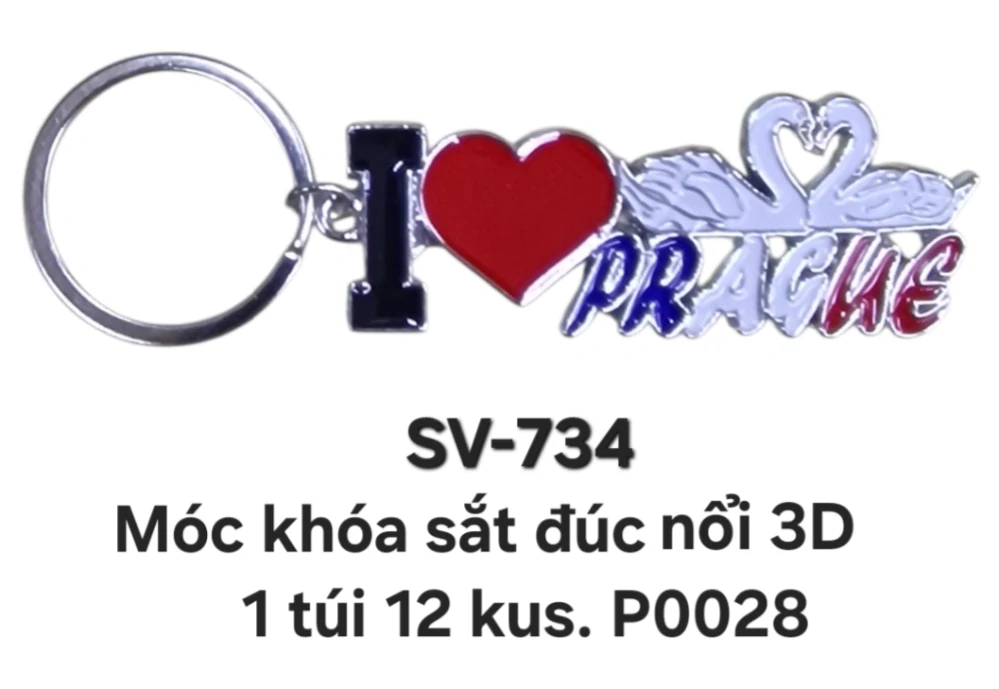 SV-734. Móc khóa thiên nga Praha đúc nổi 3D
