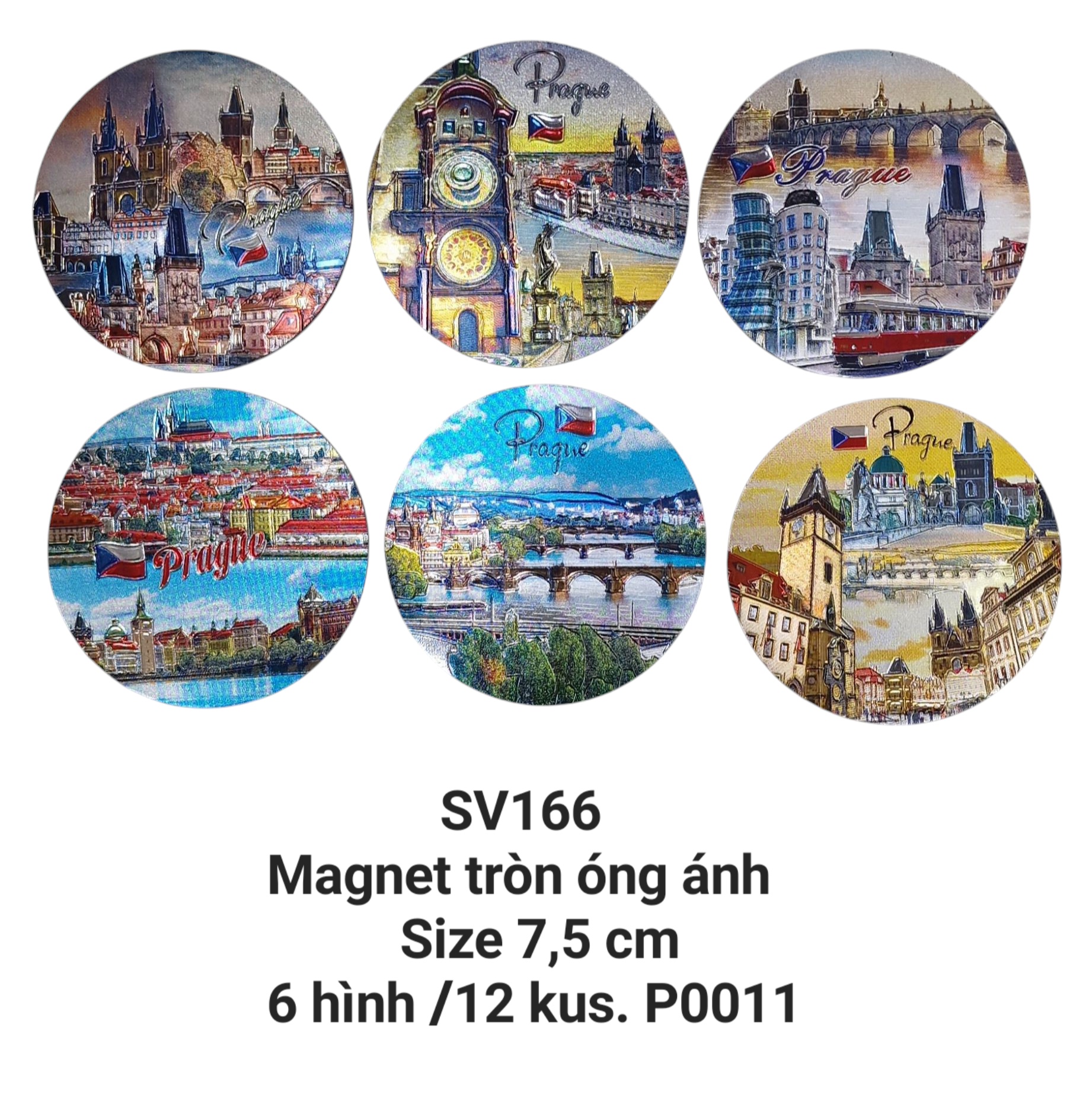 Magnet óng ánh hình  tròn in nổi SV166