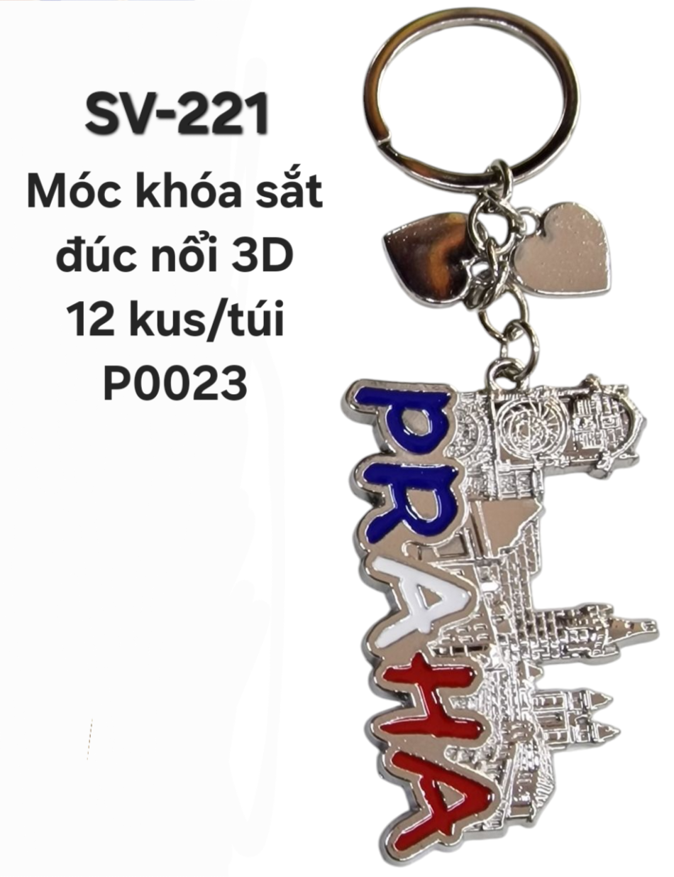 SV-221. Móc khóa thành cổ khắc chữ PRAHA 