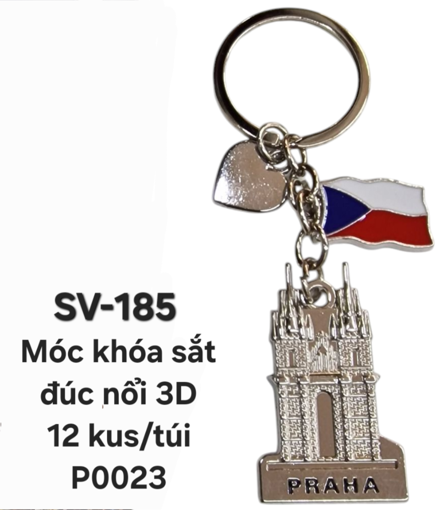 SV-185. Móc khóa đính cờ CZ+Lâu đài 