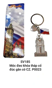 Móc khóa đính cờ CZ+Lâu đài SV185