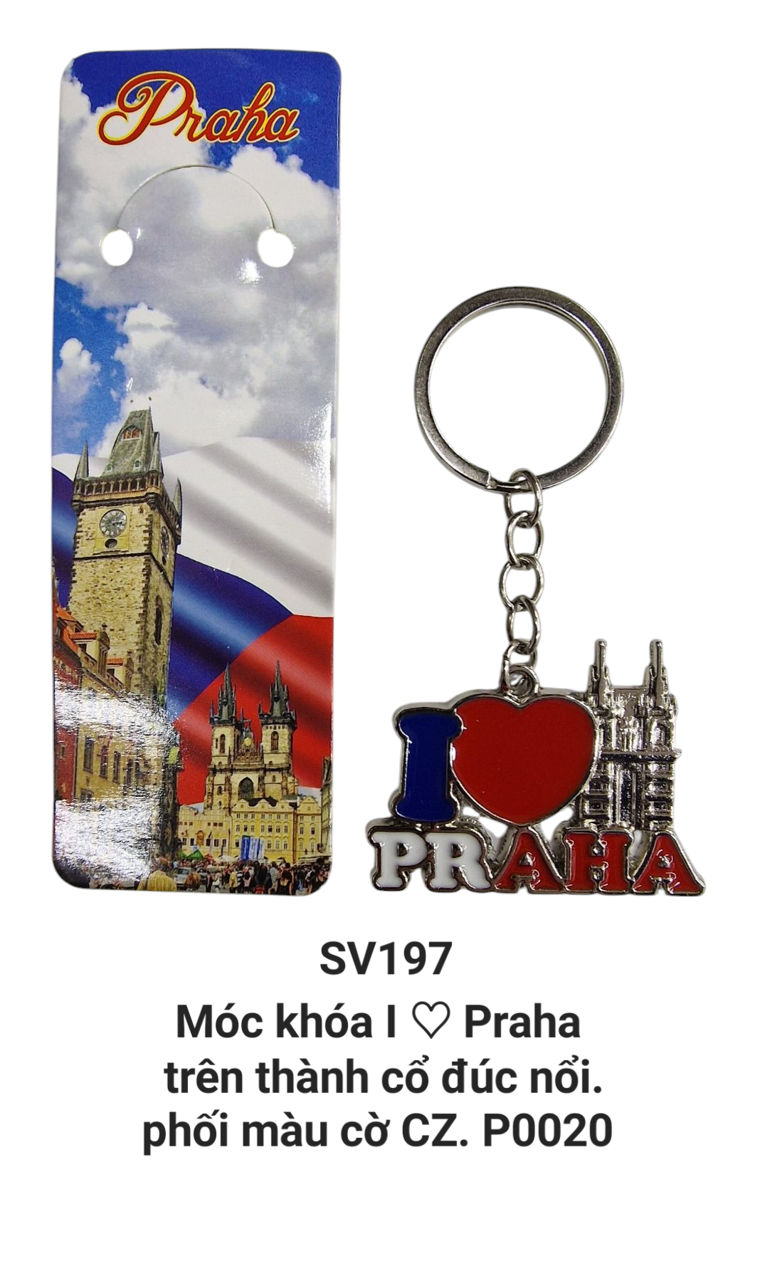 Móc khóa trái tim I Love Praha. SV197