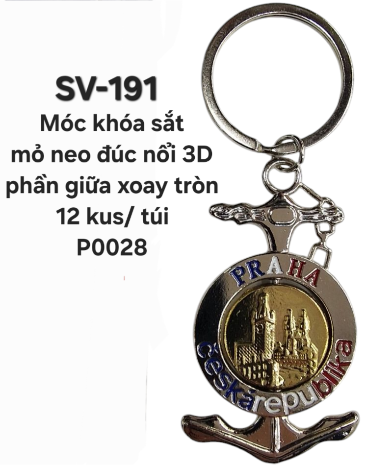 SV-191. Móc khóa mỏ neo đúc nổi. 