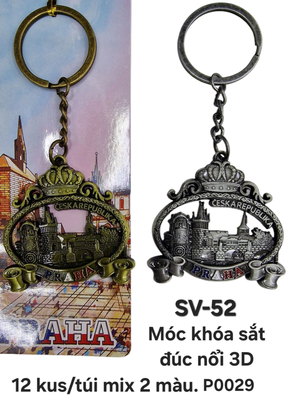 SV-52. Móc khóa sắt vương miện đúc nổi 3D 