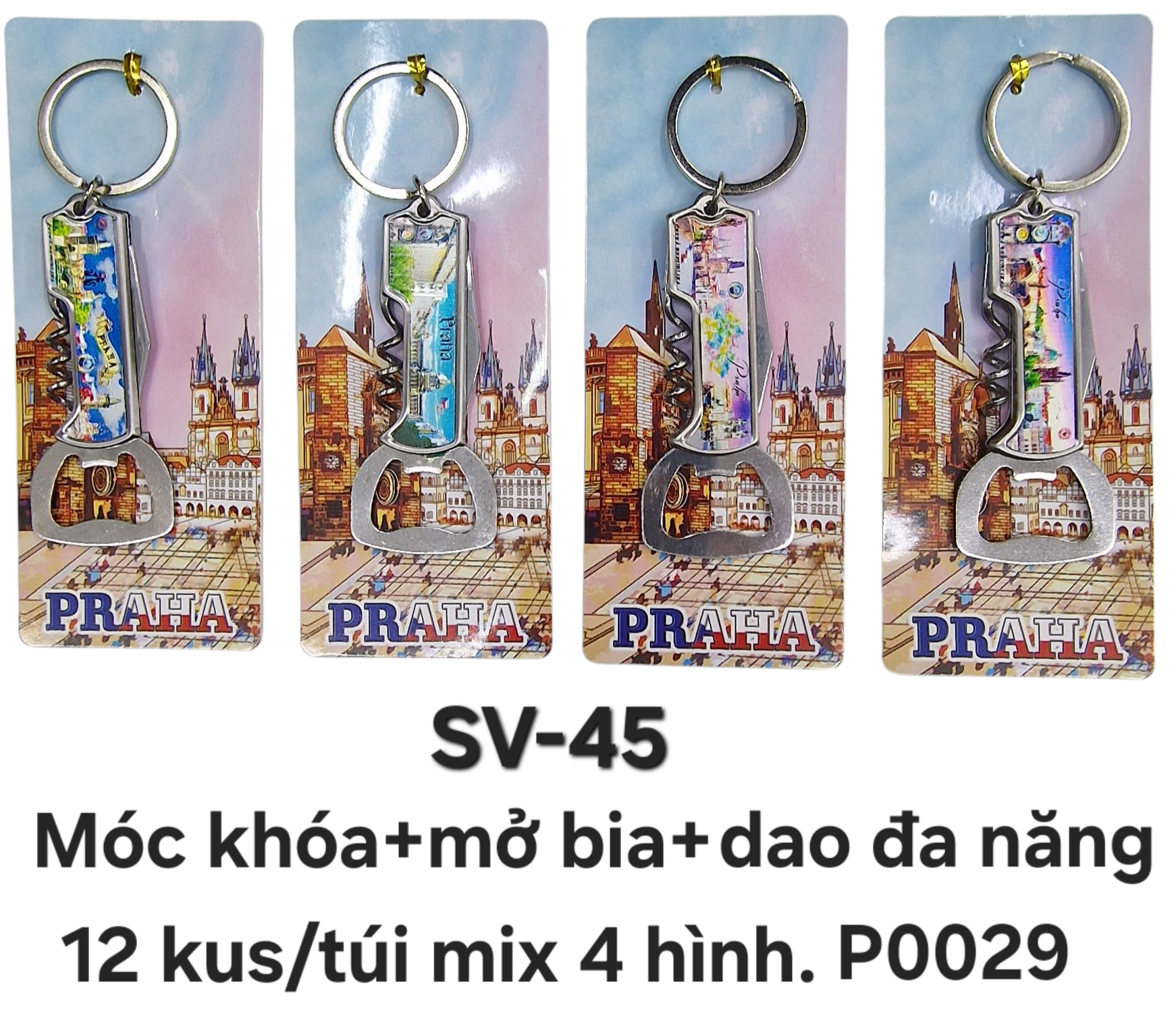 SV-45. Móc khóa sắt đa năng dao, mở bia, vino