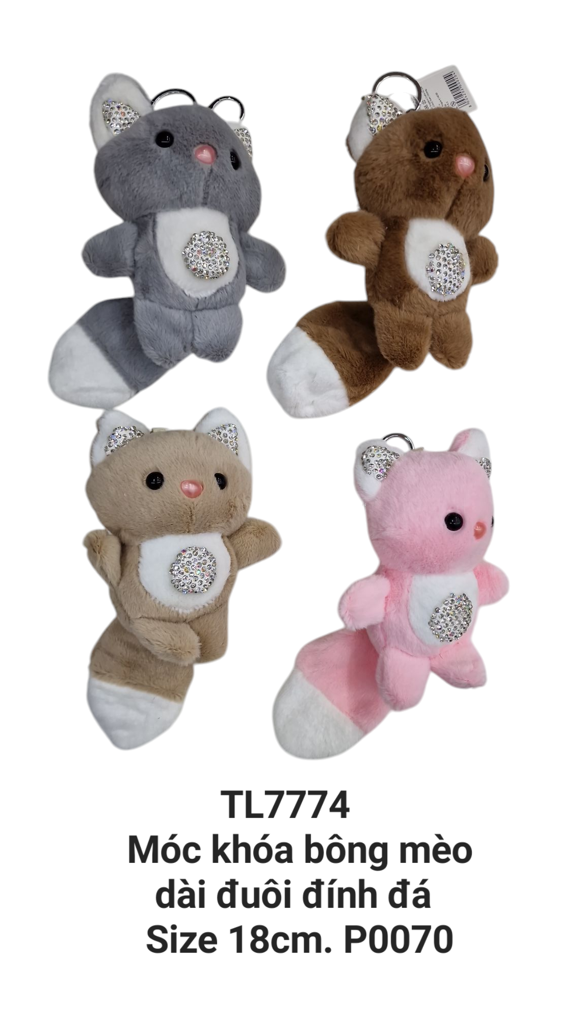 TL-7774. Móc khoá con sóc bông đính đá. 