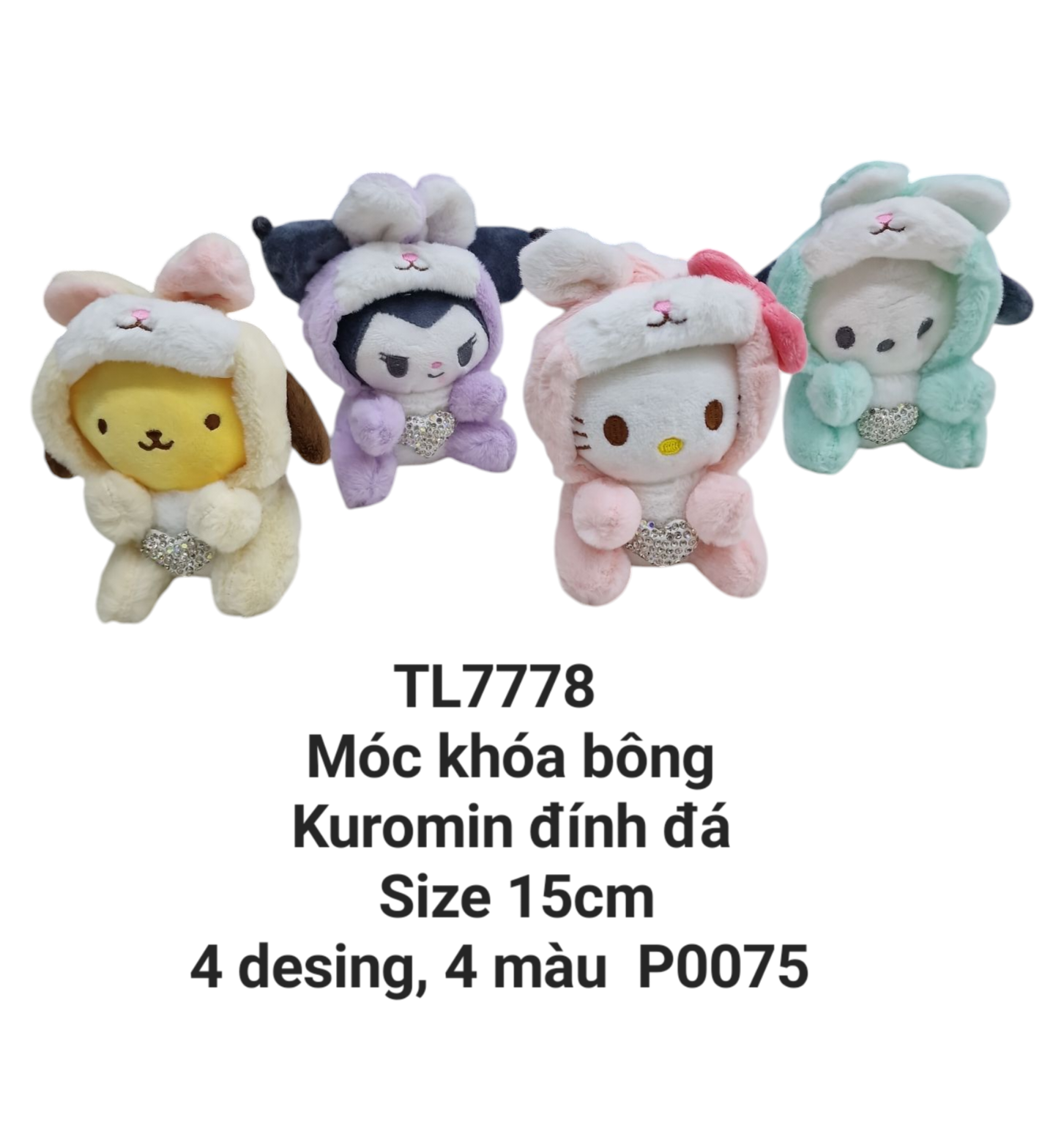 TL-7778. Móc khoá bông Kuromin đính đá. 