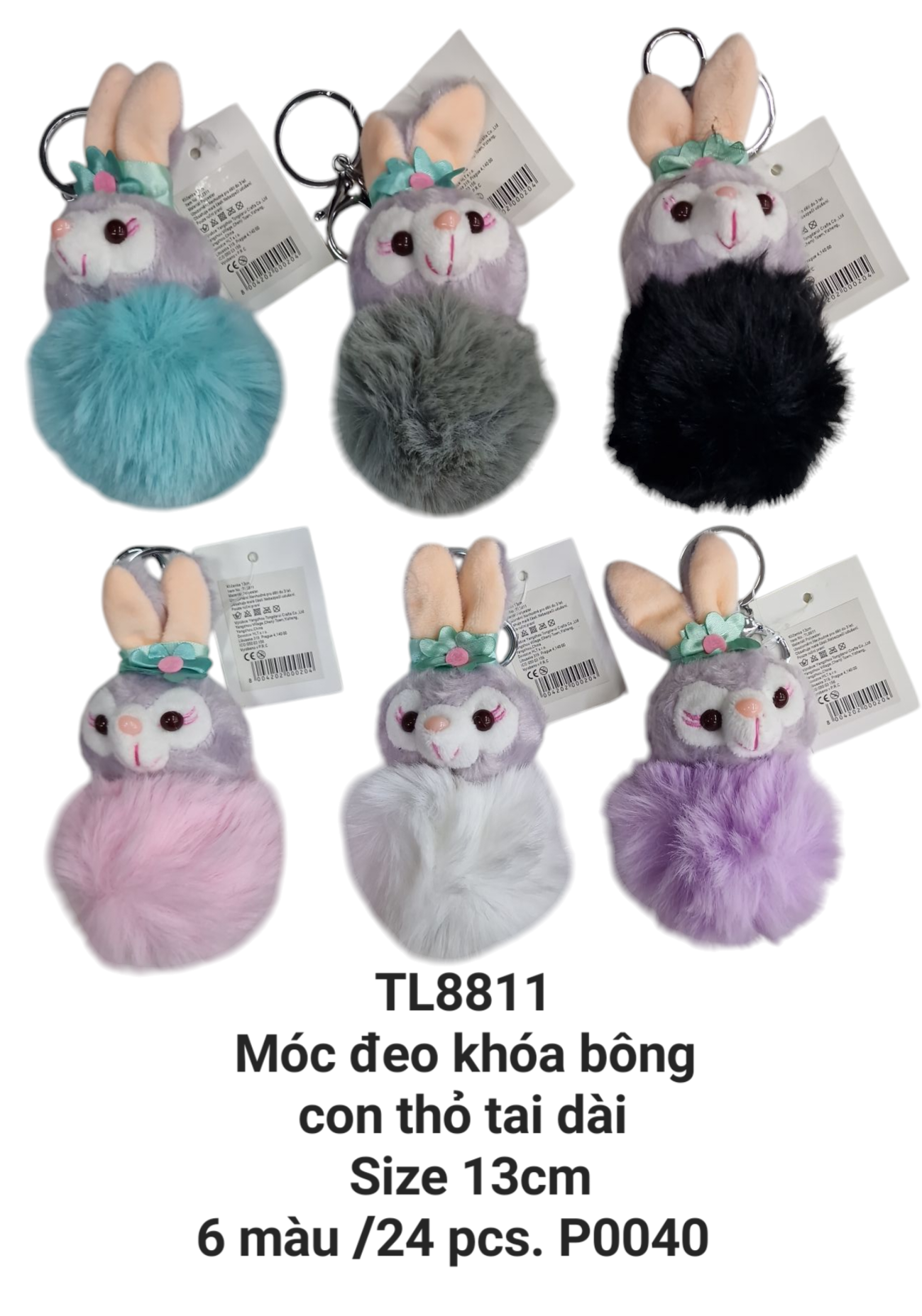 Móc khóa thỏ cài hoa. TL8811