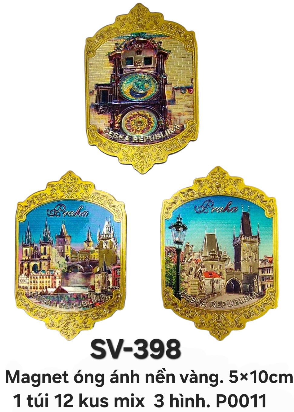 SV-398. Magnet mềm óng ánh hình quốc huy trên nền vàng cỡ trung phẳng