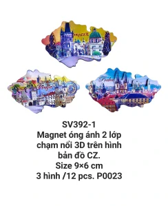 Magnet óng ánh 2 lớp nổi 3D hình bản đồ. Hình ảnh in nổi trên giấy kim loại. SV392-1