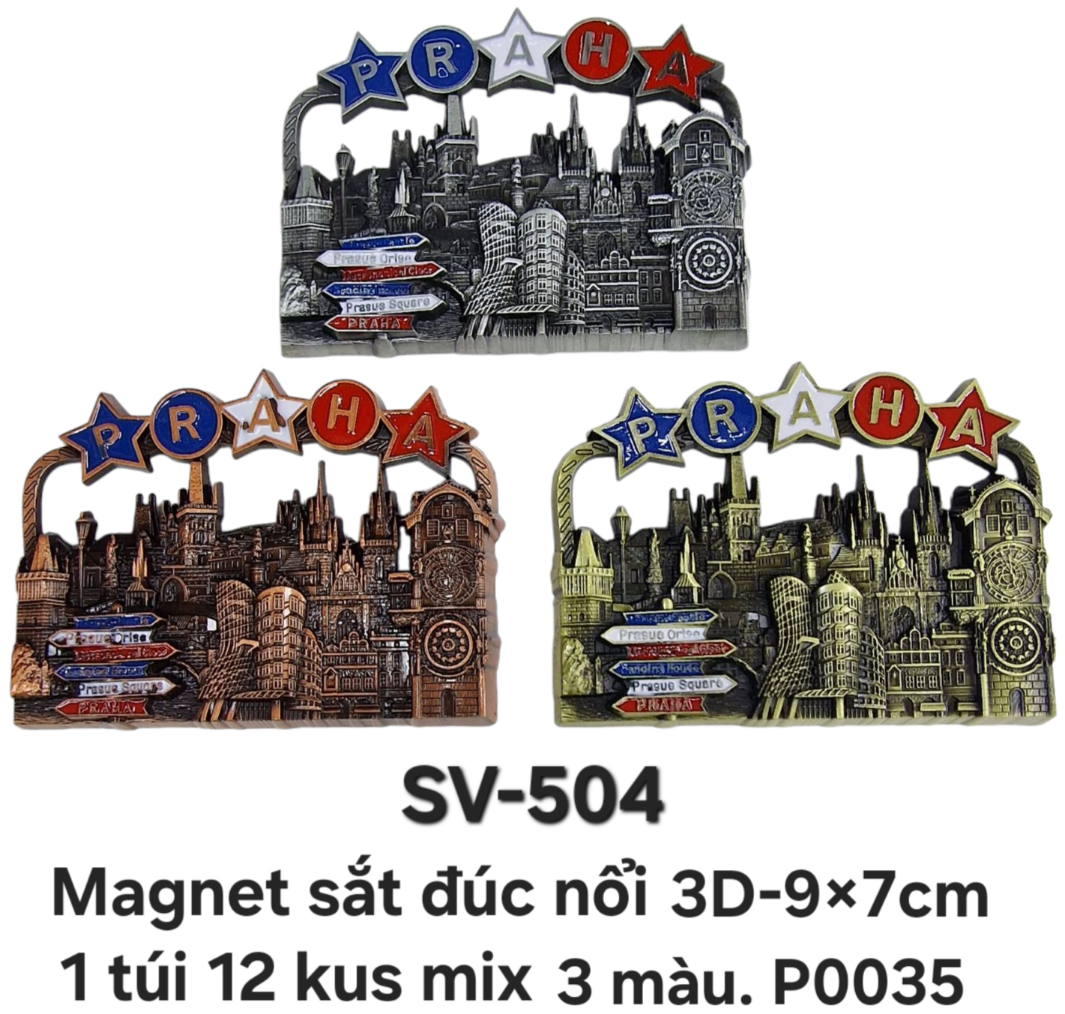 SV-504. Magnet kim loại đúc nổi 3D. 