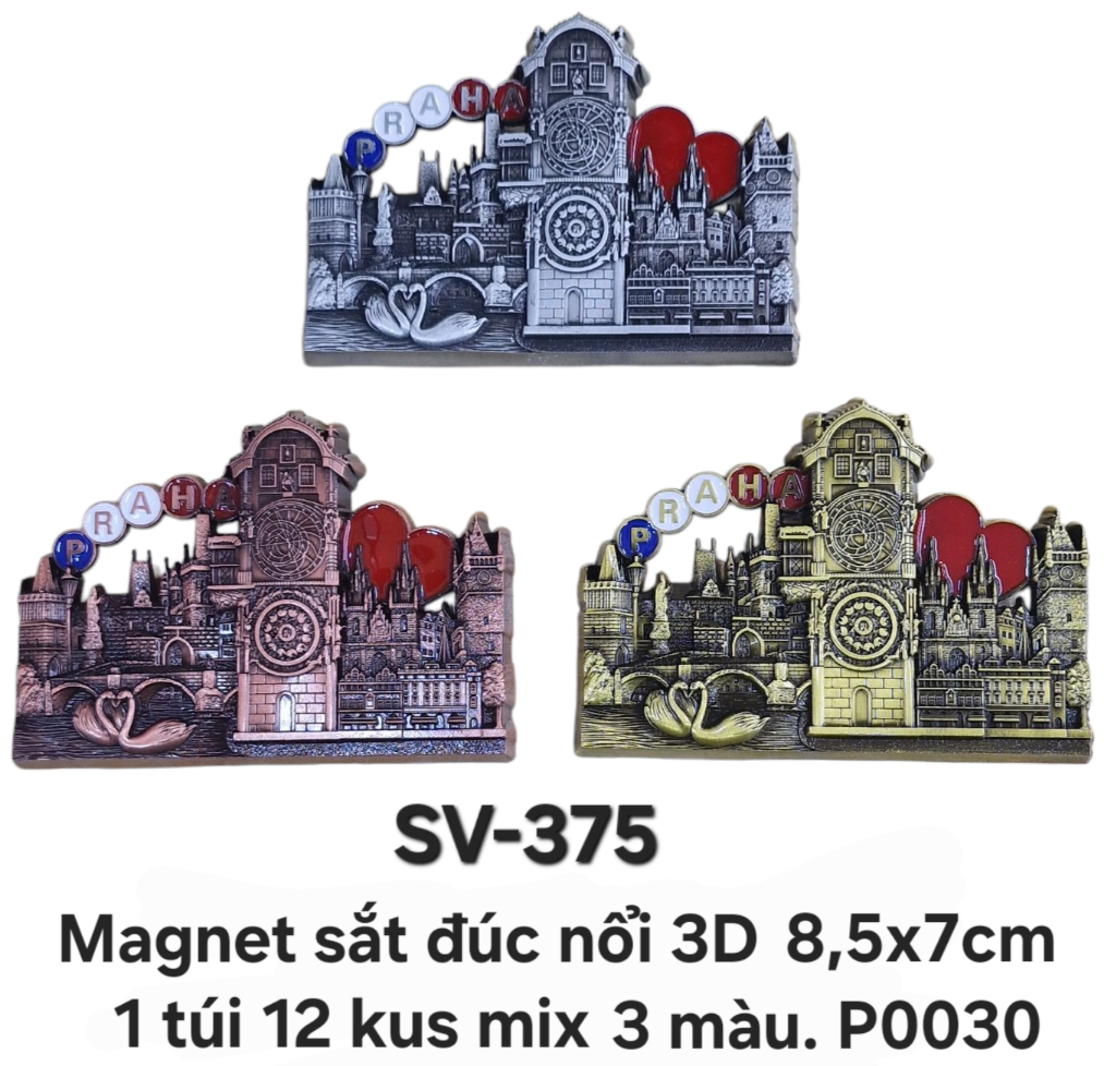 SV-375. Magnet kim loại đúc nổi 3D. 