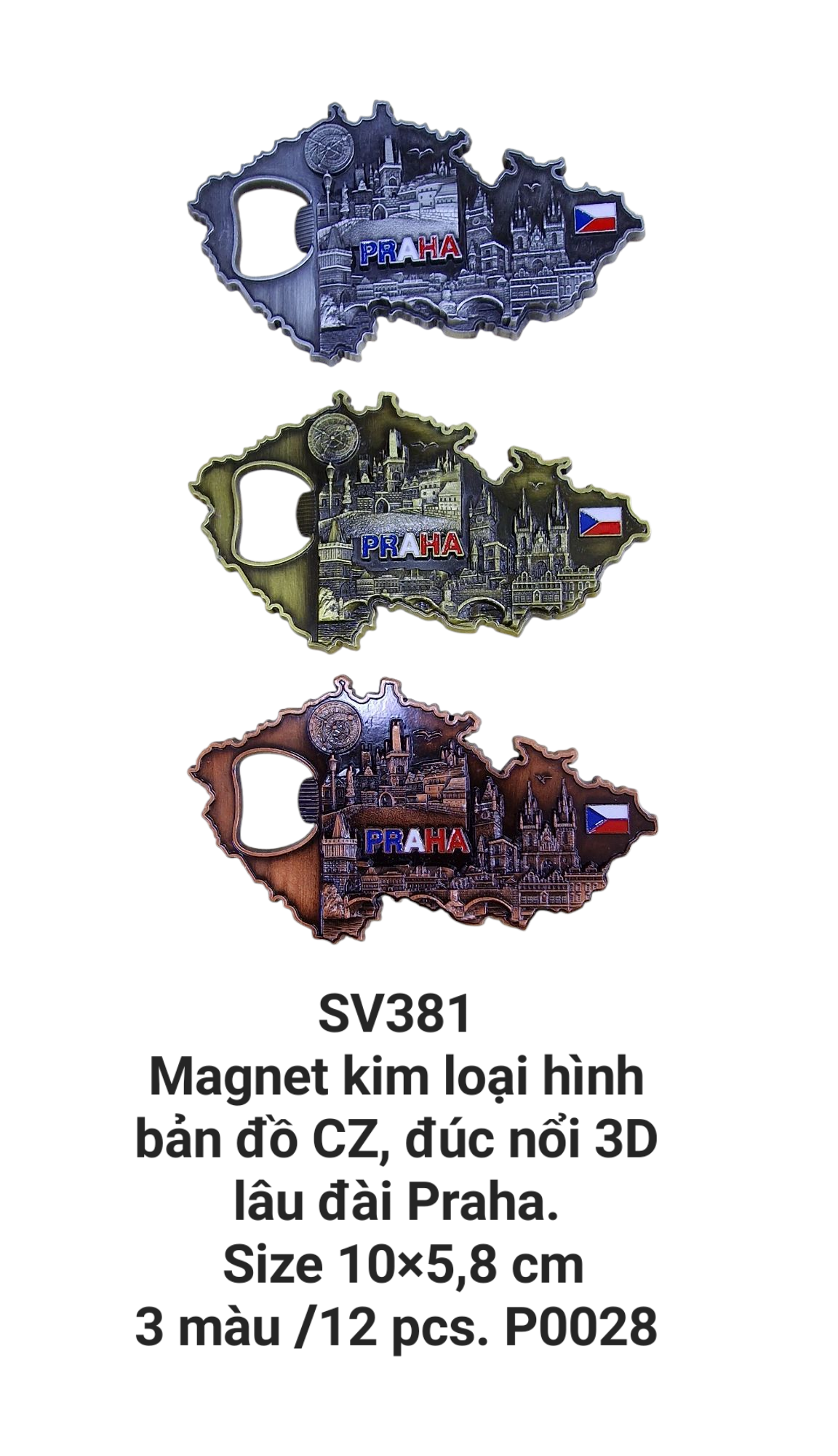 Magnet+mở bia kim loại đúc nổi 3D hình bản đồ. SV381