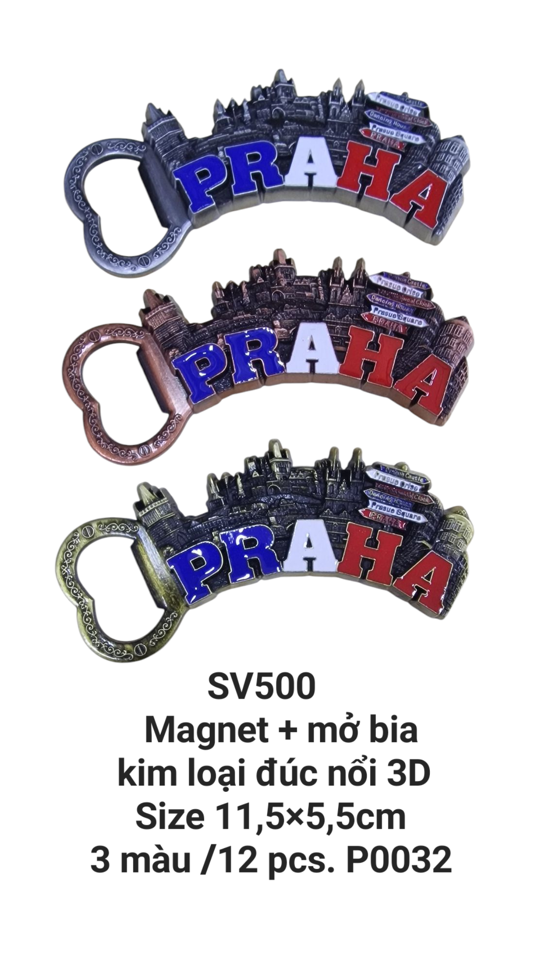 Maget + mở bia kim loai đúc nổi 3D. SV500