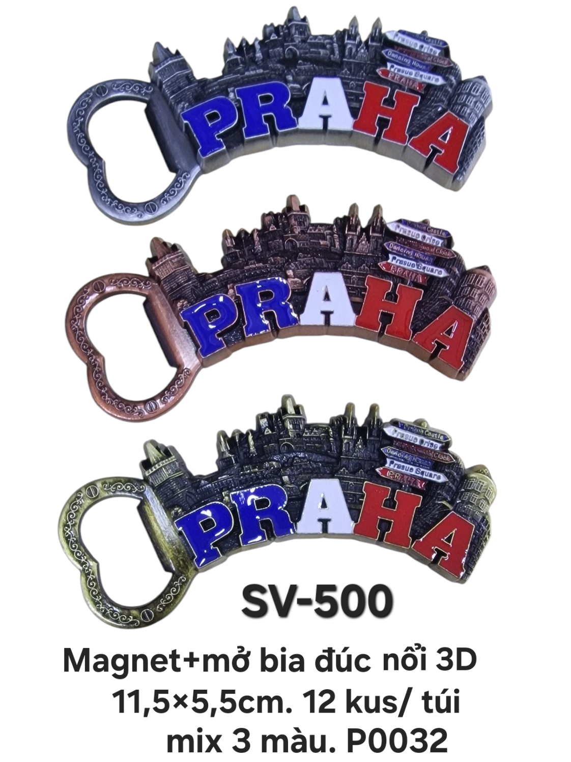 SV-500. Maget + mở bia kim loai đúc nổi 3D