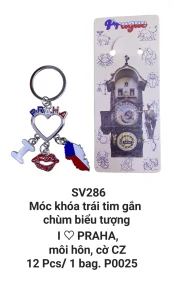Móc khóa chùm môi hôn, quốc kỳ Séc. SV286