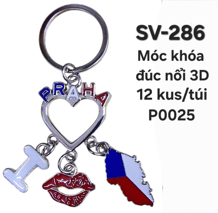 SV-286. Móc khóa chùm môi hôn, quốc kỳ Séc