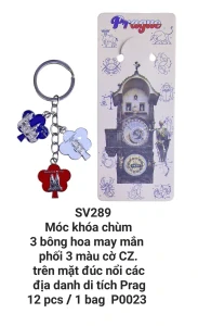 Móc khóa chùm 3 bông hoa may mắn. SV289. 