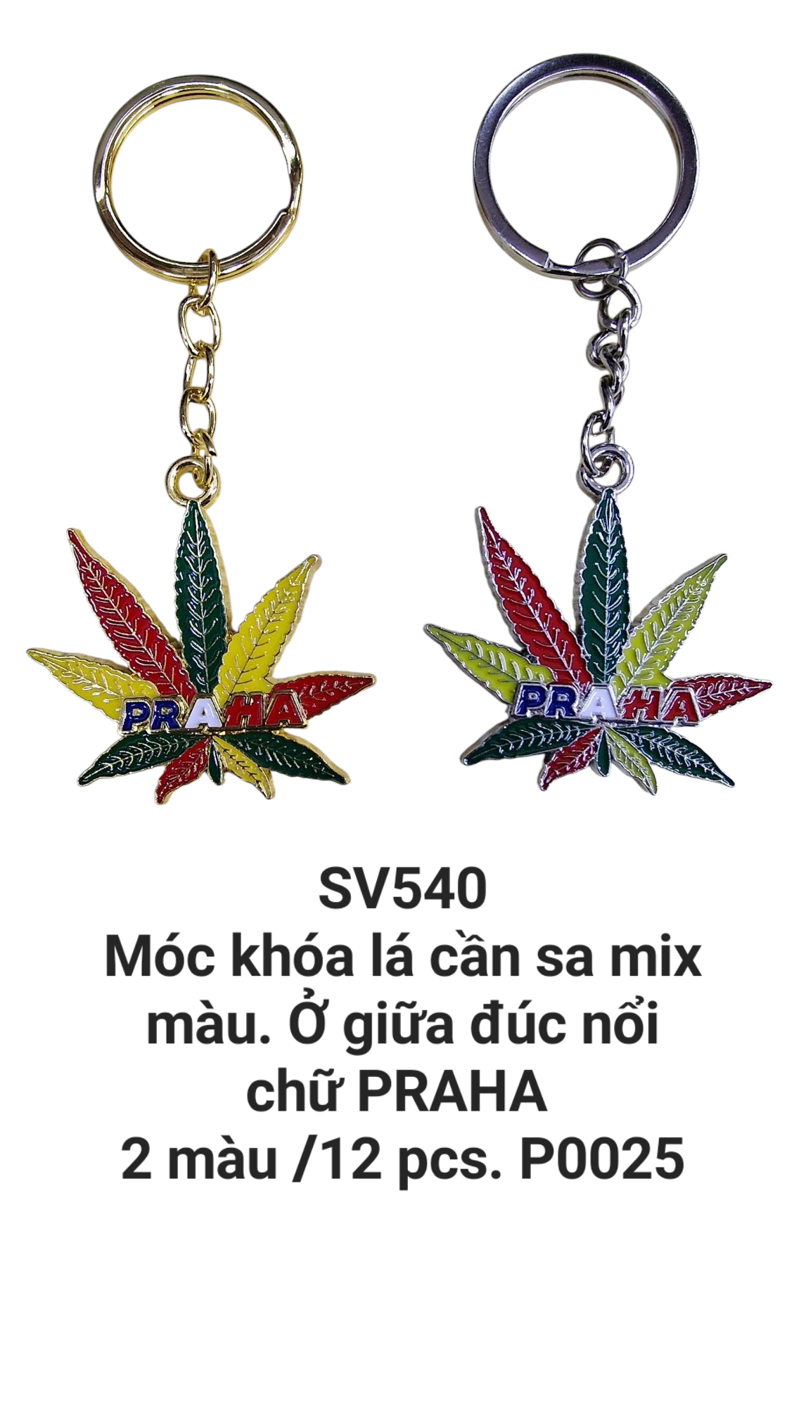 Móc khóa lá cần sa Praha Mix màu. SV540