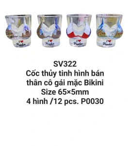 Cốc thủy tinh tạo hình bán thân cô gái mặc áo bikini. SV322