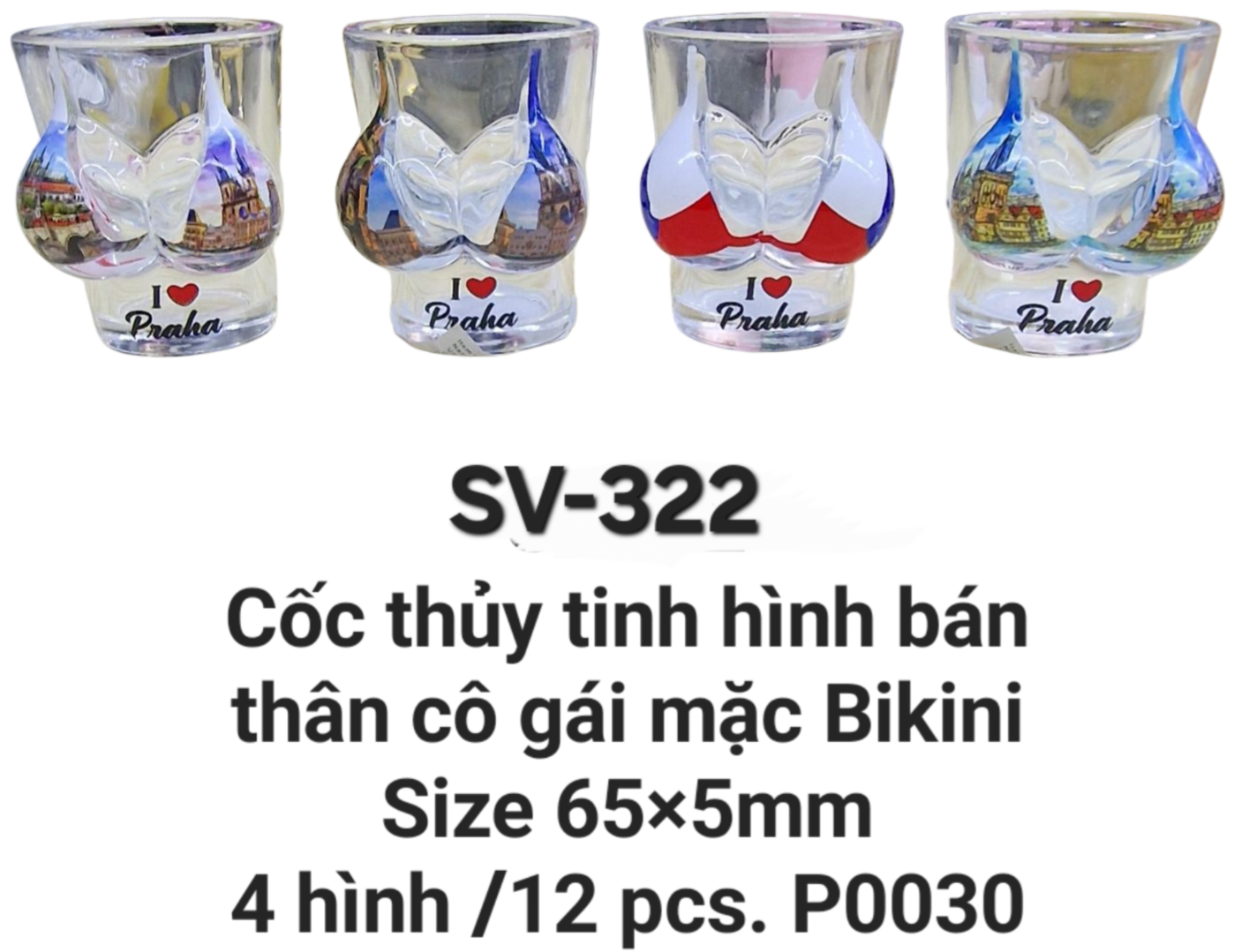 SV-322. Cốc thủy tinh tạo hình bán thân cô gái mặc bikini
