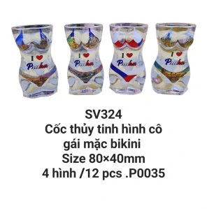 Cốc thủy tinh tạo hình toàn thân cô gái mặc bộ bikini. SV324