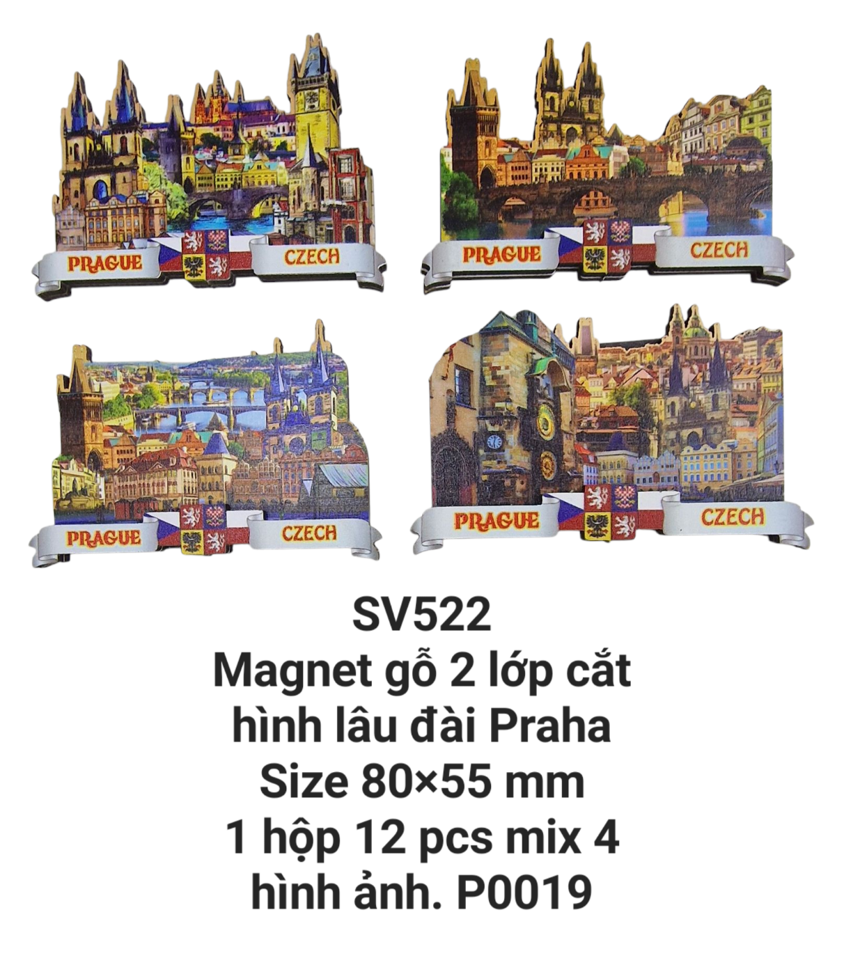 Magnet gỗ 2 lớp hình lâu đài nổi 3D. SV522
