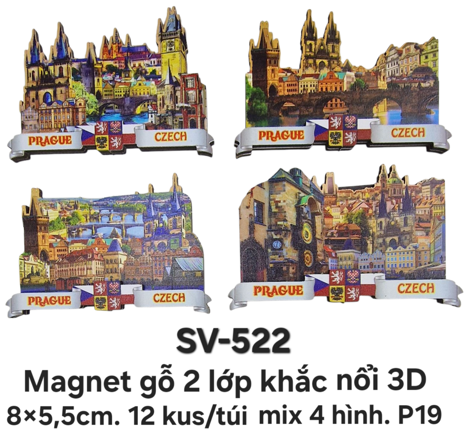 SV-522. Magnet gỗ 2 lớp hình lâu đài nổi 3D