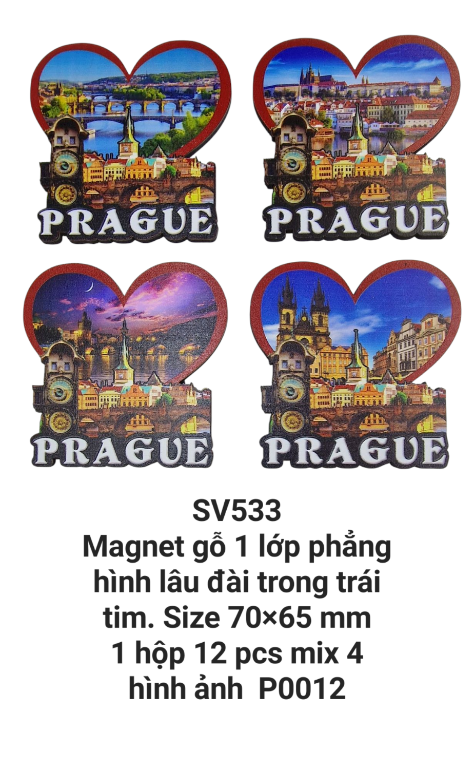 Magnet gỗ 1 lớp hình trái tim. SV533