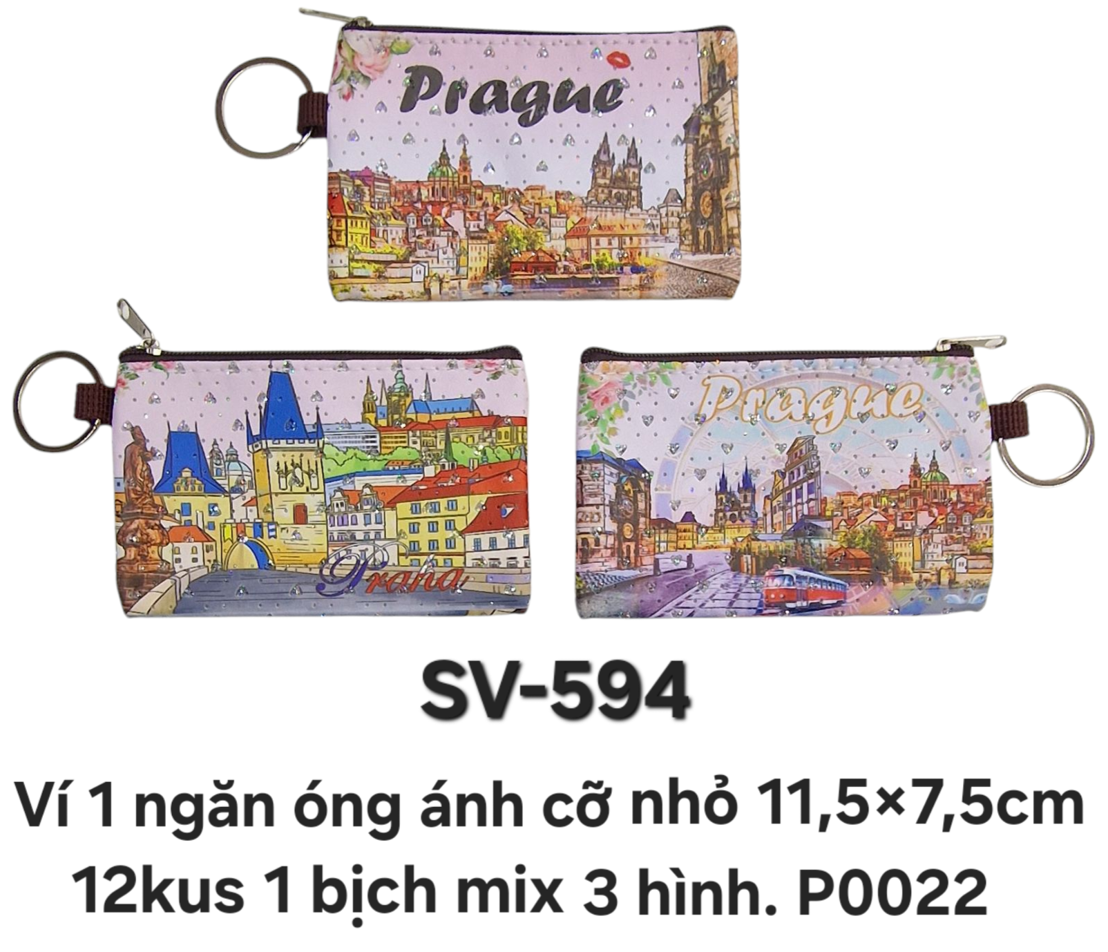 SV-594. Ví Praha 1 ngăn cỡ nhỏ óng ánh. 