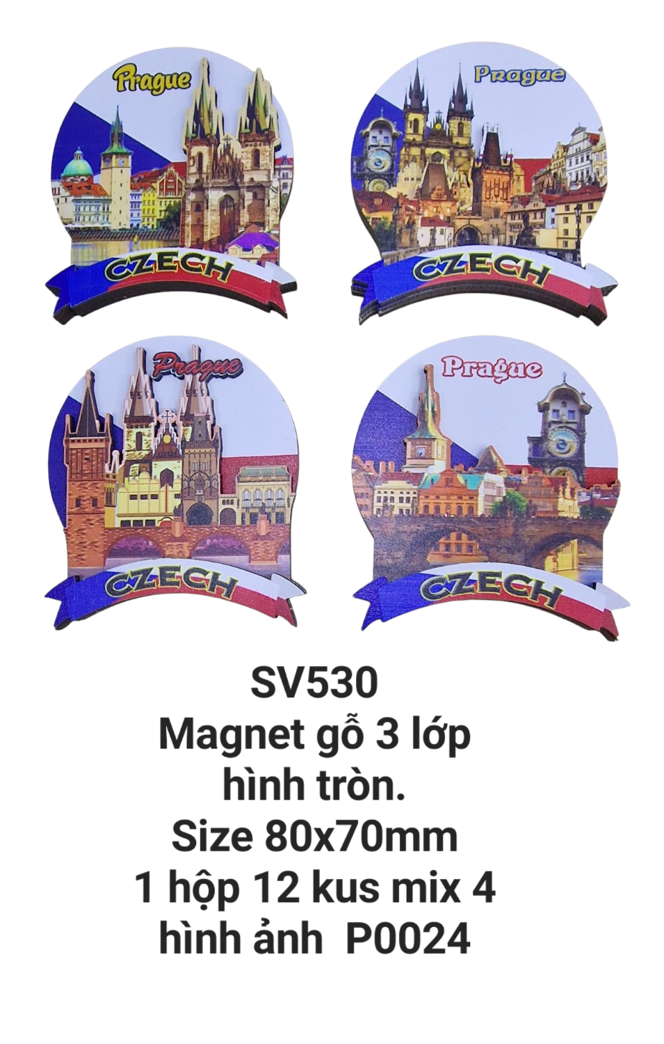 Magnet gỗ 3 lớp nổi 3D hình tròn. SV530