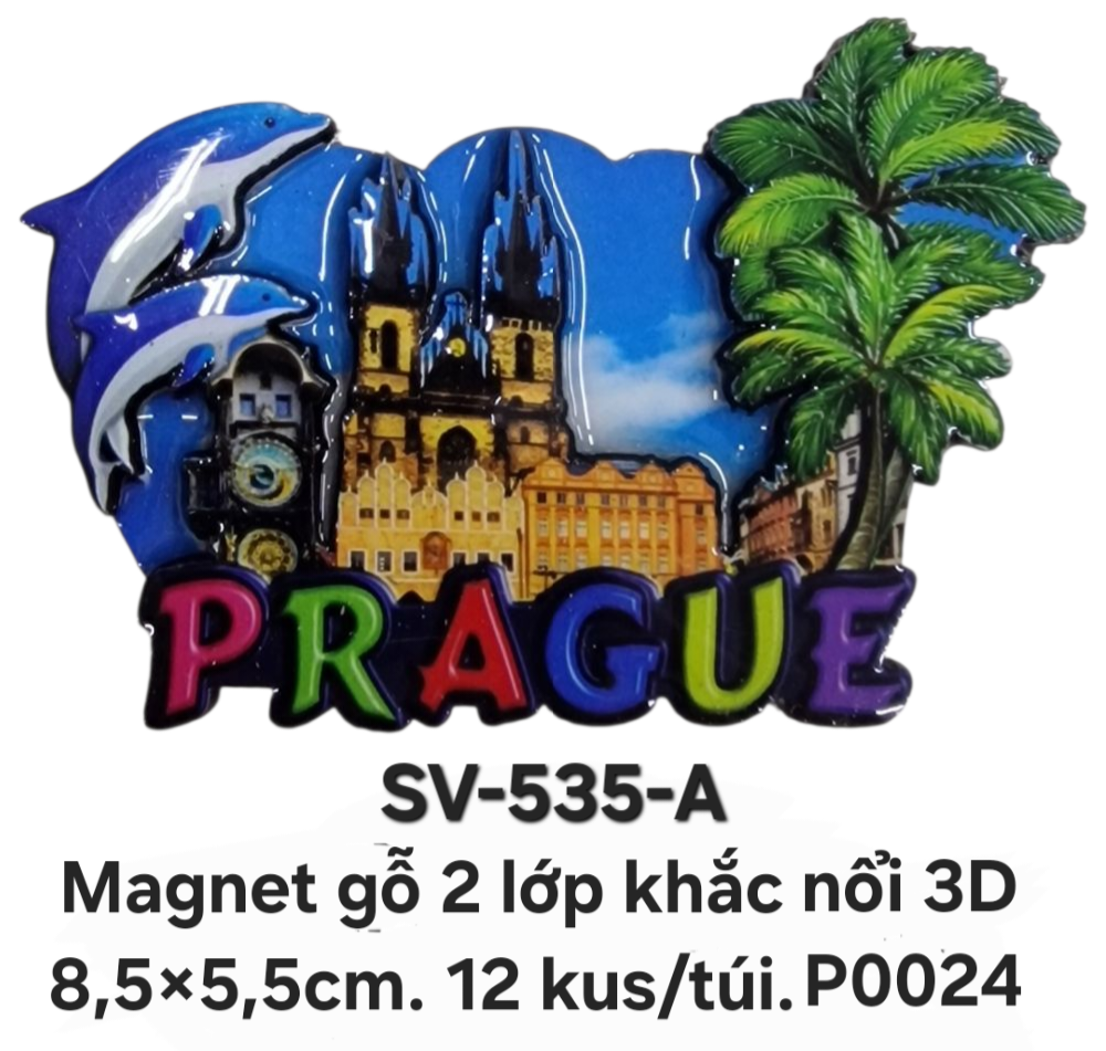 SV-535-A. Magnet gỗ 2 lớp nổi 3D phủ keo bóng